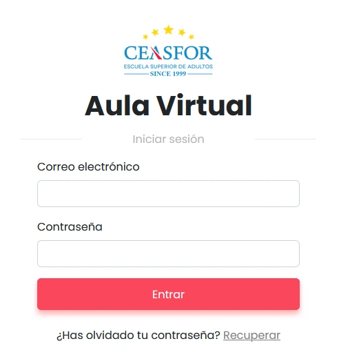 Panel de inicio de sesión del campus online Ceasfor