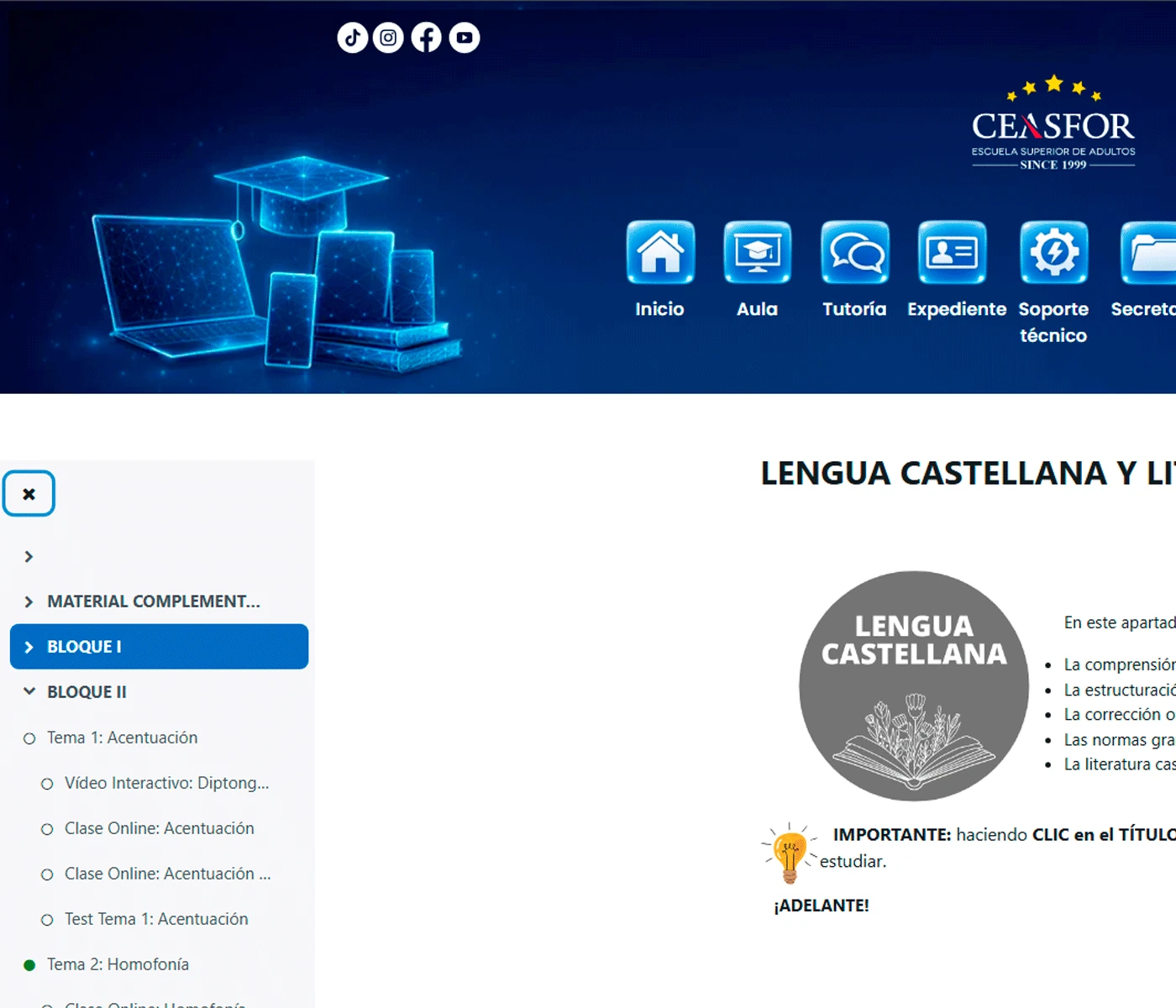 Vista general de cursos y formación online