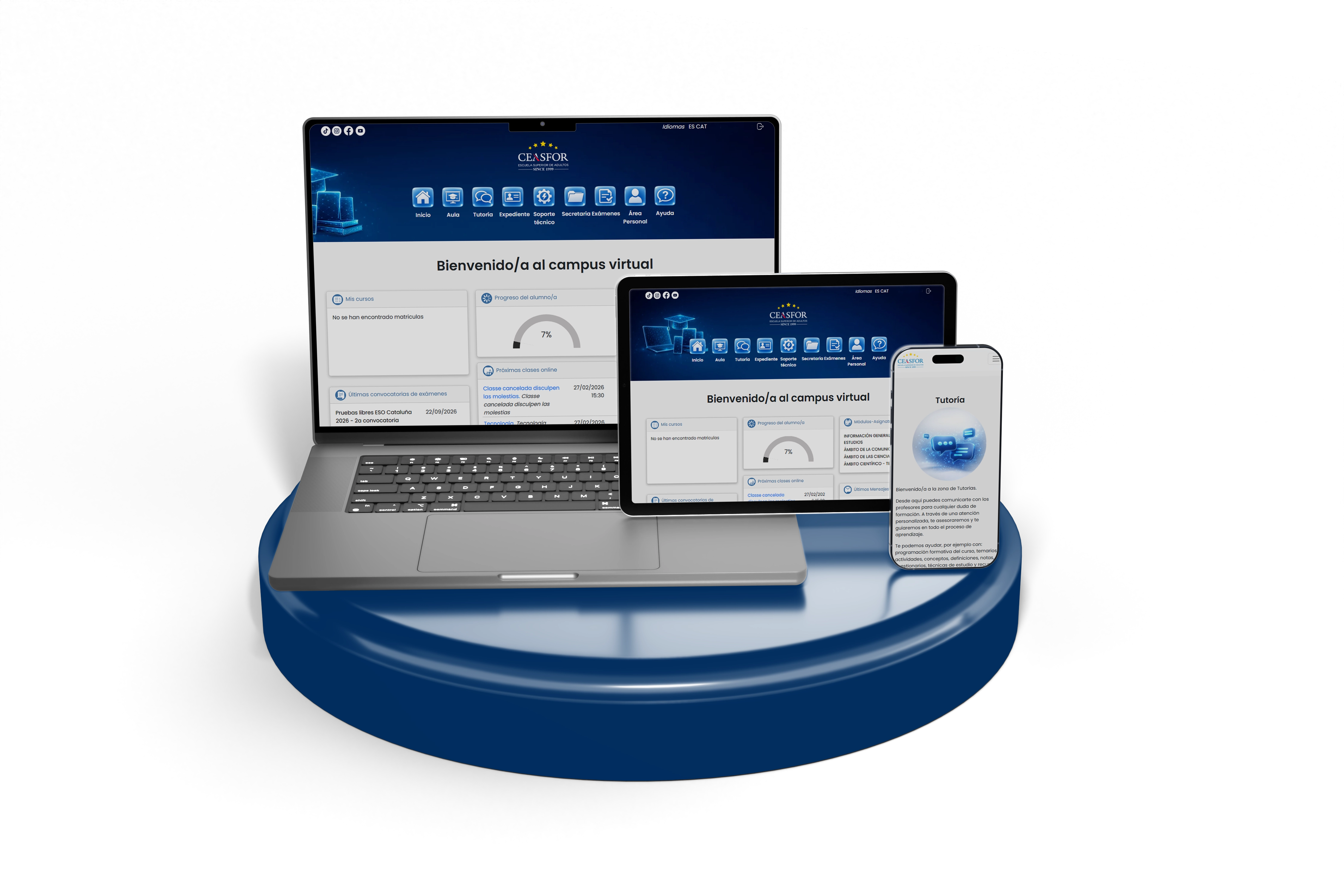 Campus virtual responsive adaptado a móvil y tablet
